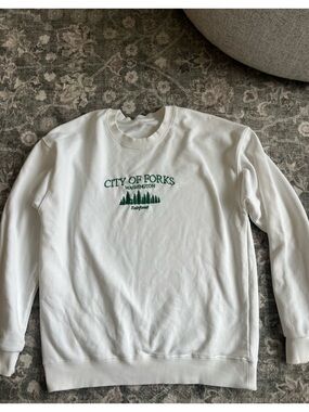 City of Forks Washington White Crewneck Sweatshirt